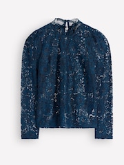 Boden Blue Lace Detail Top - Image 6 of 6