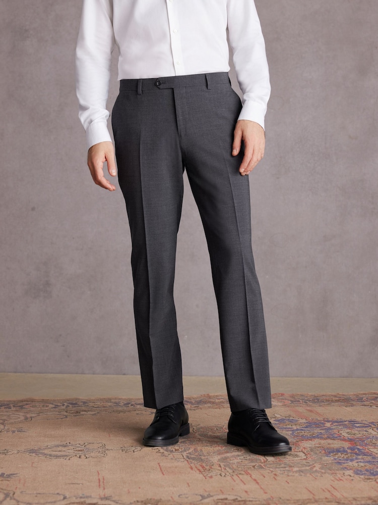 Grey Regular Fit Signature Tollegno Italian Fabric Suit Trousers - Image 1 of 9