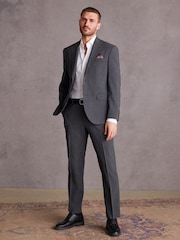 Grey Regular Fit Signature Tollegno Italian Fabric Suit Trousers - Image 3 of 9