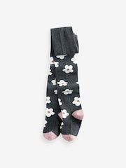 Grey and Pink Cotton Rich Flower Tights - Image 1 of 1