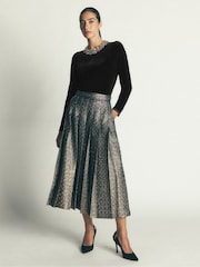 Boden Black Lace Trim Velvet Top - Image 4 of 5