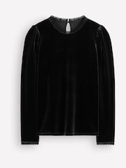Boden Black Lace Trim Velvet Top - Image 5 of 5
