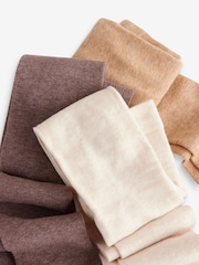 Cream/Neutral 3 Pack Cotton Rich Tights - Image 5 of 6