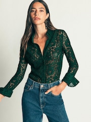 Зеленый - Boden Jersey Lace Shirt - Изображение 4 5