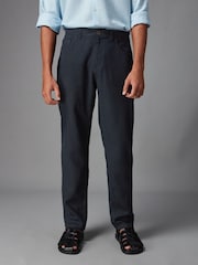 Navy Blue Linen Viscose Jean Style Trousers - Image 1 of 9
