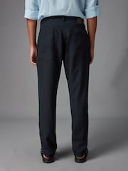 Navy Blue Linen Viscose Jean Style Trousers - Image 3 of 9