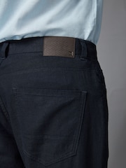 Navy Blue Linen Viscose Jean Style Trousers - Image 5 of 9