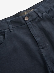 Navy Blue Linen Viscose Jean Style Trousers - Image 7 of 9