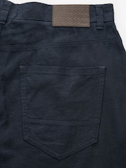 Navy Blue Linen Viscose Jean Style Trousers - Image 8 of 9