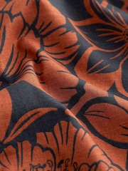 Marineblau/Rostrot - 100 % Baumwolle Kurzarm-Oxford-Hemd mit Blumenmuster - Bild 7 von 7