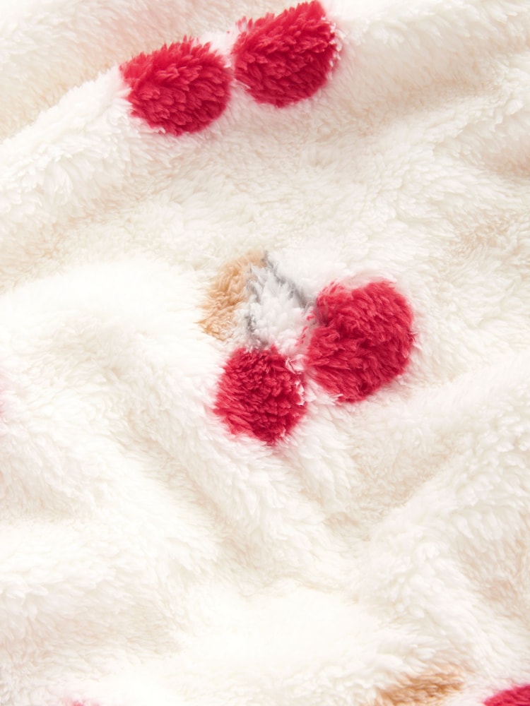 Cream Cherry Fleece Baby Blanket - Image 4 of 5