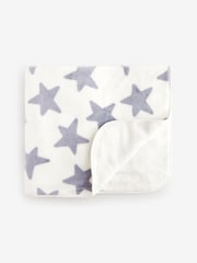 White/ Grey Star Fleece Baby Blanket - Image 1 of 5