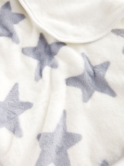 White/ Grey Star Fleece Baby Blanket - Image 3 of 5
