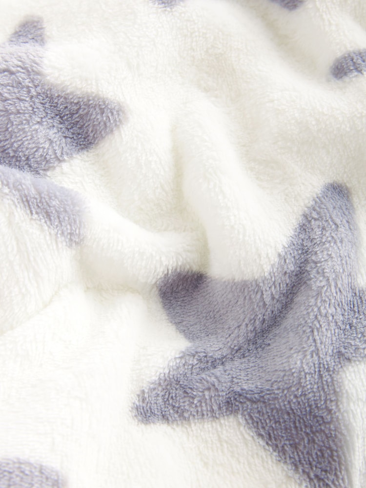 White/ Grey Star Fleece Baby Blanket - Image 4 of 5