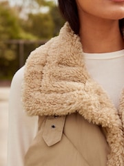 Tan Brown Teddy Quilted Gilet With Borg Collar - Image 4 of 8