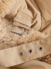 Tan Brown Teddy Quilted Gilet With Borg Collar - Image 7 of 8