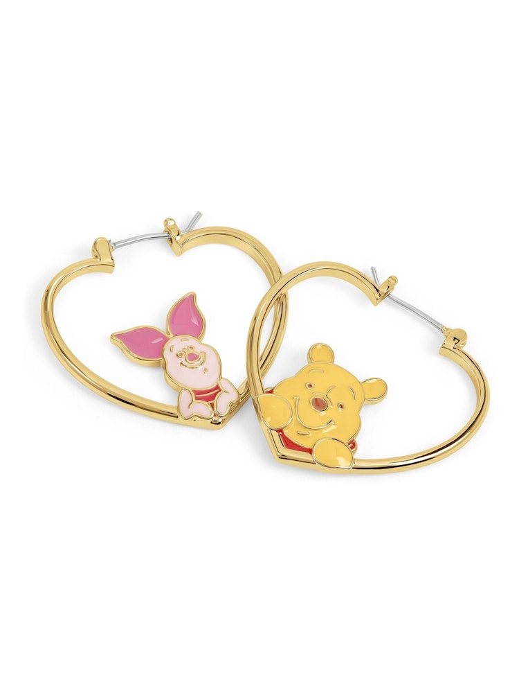 Peers Hardy Gold Tone Disney Winnie The Pooh & Piglet Heart Hoop Earrings - Image 2 of 4