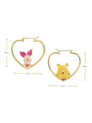 Peers Hardy Gold Tone Disney Winnie The Pooh & Piglet Heart Hoop Earrings - Image 3 of 4