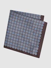 Reiss Blue Elba Silk Geometric Pocket Square - Image 3 of 5