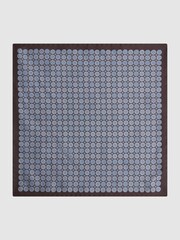 Reiss Blue Elba Silk Geometric Pocket Square - Image 4 of 5