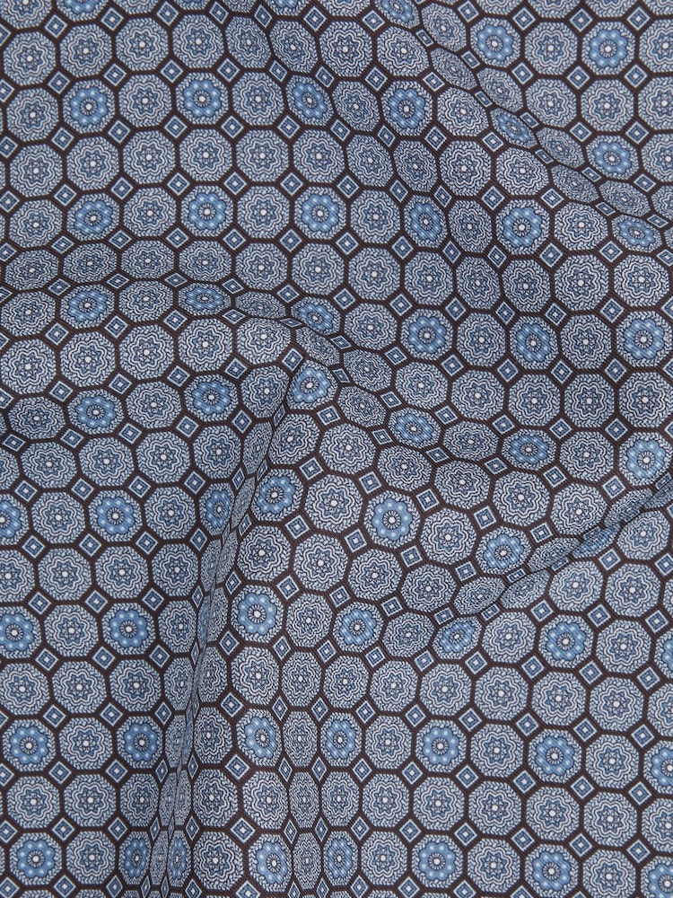 Reiss Blue Elba Silk Geometric Pocket Square - Image 5 of 5