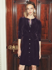 Boden Blue Honor Short Velvet Dress - Image 2 of 6