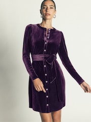 Boden Blue Honor Short Velvet Dress - Image 5 of 6