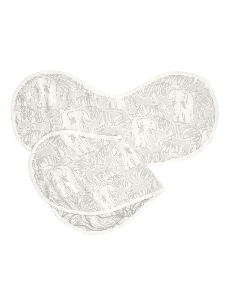 aden + anais Grey Burpy Silky Soft Culture Club 100% Cotton Bibs 2 Pack - Image 2 of 4