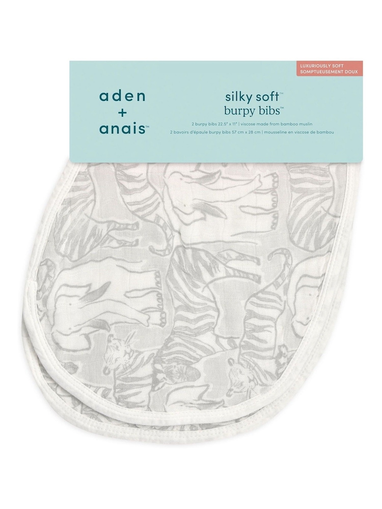 aden + anais Grey Burpy Silky Soft Culture Club 100% Cotton Bibs 2 Pack - Image 4 of 4