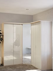 Wiemann Rustic Oak / White Peyton Corner Mirror Semi-Fitted Wardrobe - Image 1 of 2