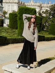 Black Premium High Shine Midi Skirt - Image 2 of 6