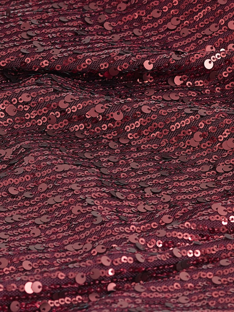 Berry Red V-Neck Sequin Cami Top - Image 6 of 6