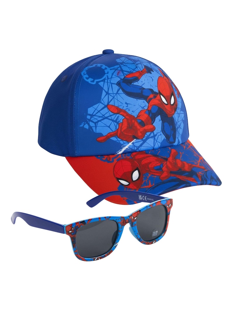 Peers Hardy Blue Spiderman Cap and Sunglasses Set - Image 1 of 6