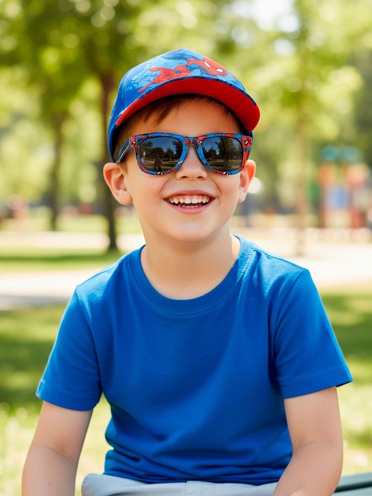 Peers Hardy Blue Spiderman Cap and Sunglasses Set - Image 6 of 6