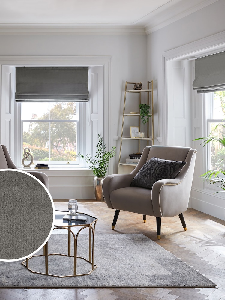 Grey Charcoal Ready Made Blackout Matte Velvet Roman Blind - Image 1 of 12