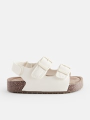 Cream Wide Fit (G) Double Buckle Cushioned Footbed Sandals - Image 2 of 5