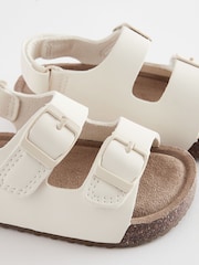 Cream Wide Fit (G) Double Buckle Cushioned Footbed Sandals - Image 4 of 5