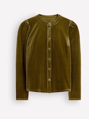 Boden Green Puff Sleeve Velvet Cardigan - Image 5 of 5