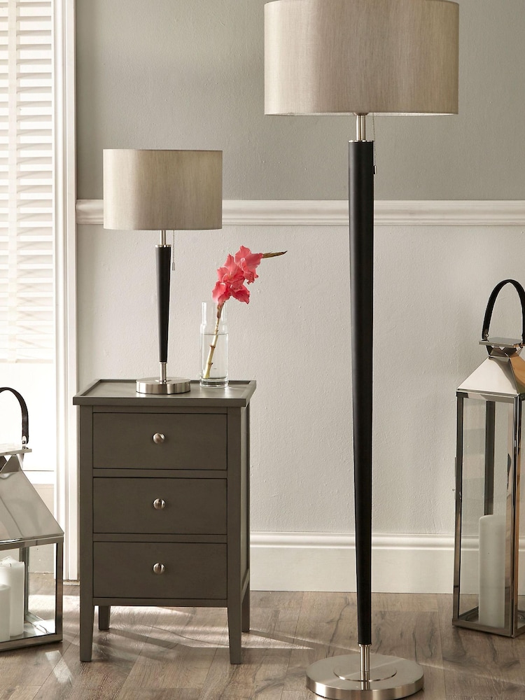 Pacific Silver Brushed Silver and Matte Black Floor Lamp - Image 1 of 6