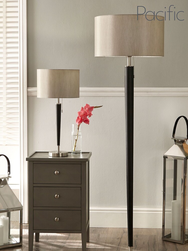 Pacific Silver Brushed Silver and Matte Black Floor Lamp - Image 2 of 8