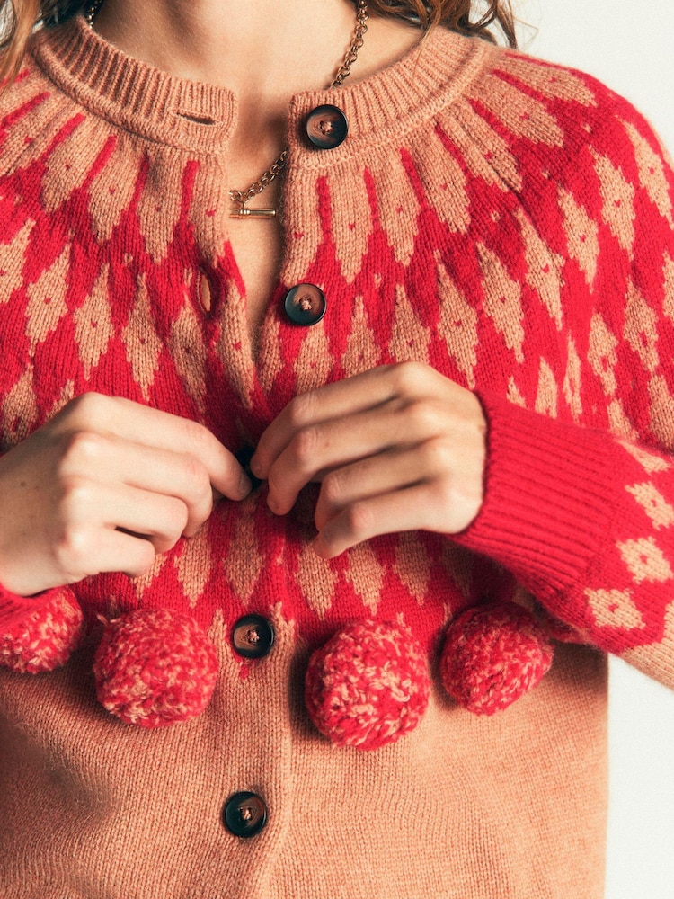 Czerwony - Boden Mae Fair Isle Cardigan - Obraz 2 z 7