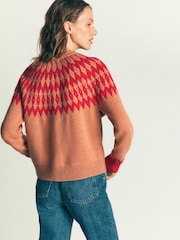 Czerwony - Boden Mae Fair Isle Cardigan - Obraz 3 z 7