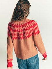 Czerwony - Boden Mae Fair Isle Cardigan - Obraz 5 z 7