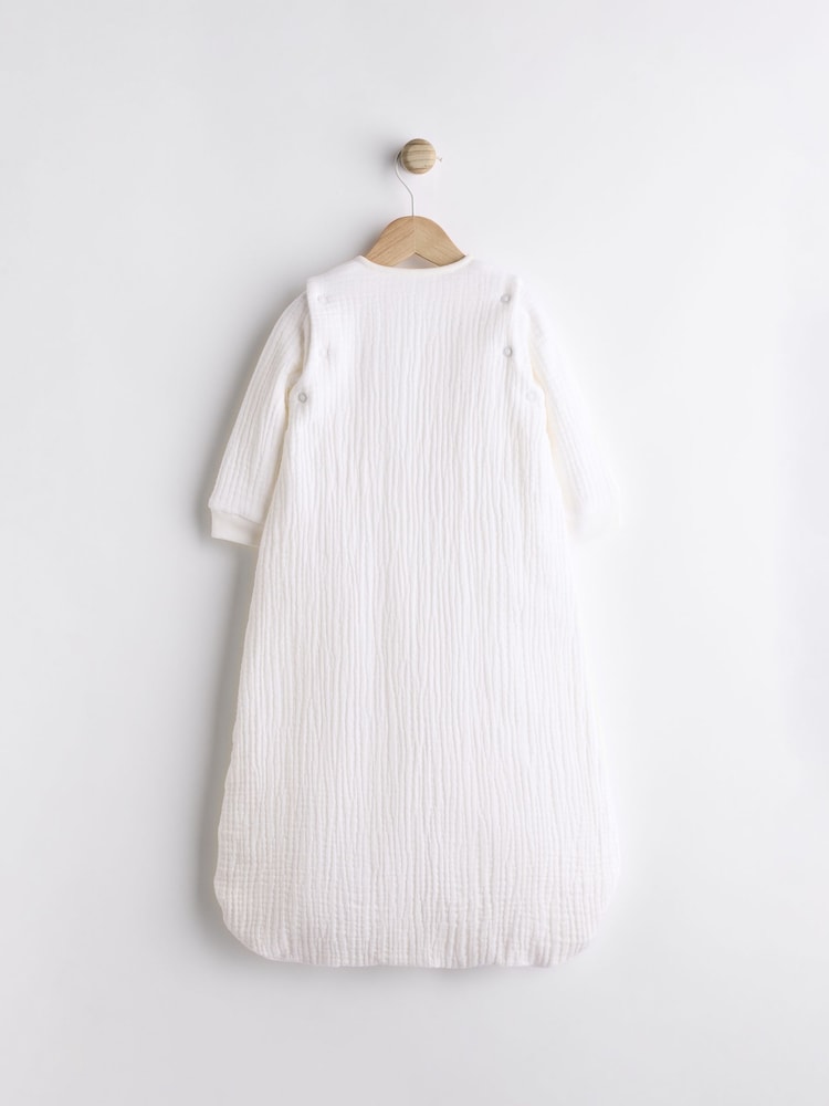 Cream Muslin 2.5 Tog Detachable Sleeve Baby 100% Cotton Sleep Bag - Image 2 of 9