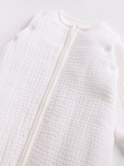 Cream Muslin 2.5 Tog Detachable Sleeve Baby 100% Cotton Sleep Bag - Image 7 of 9