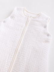 Cream Muslin 2.5 Tog Detachable Sleeve Baby 100% Cotton Sleep Bag - Image 9 of 9