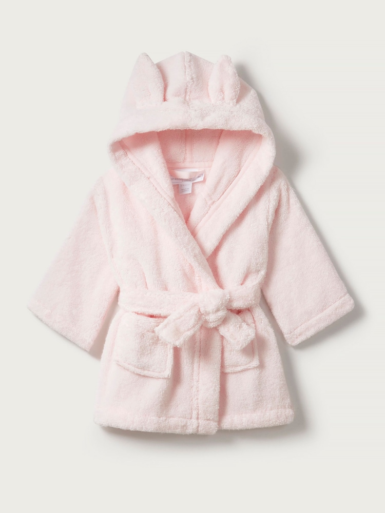The White Company בצבע ורוד, חלוק לתינוקות עם אוזני ארנבון, %100 כותנה - Image 3 of 4