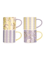 Cath Kidston Set of 4 Purple Wisteria Stacking Mugs - Image 2 of 3