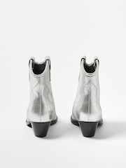 Oliver Bonas Silver Western Leather Cowboy Boots - Image 2 of 5
