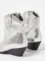 Oliver Bonas Silver Western Leather Cowboy Boots - Image 4 of 5